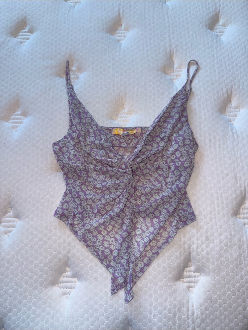 95.Urban Outfitters Purple Floral Handkerchief-Hem Cami